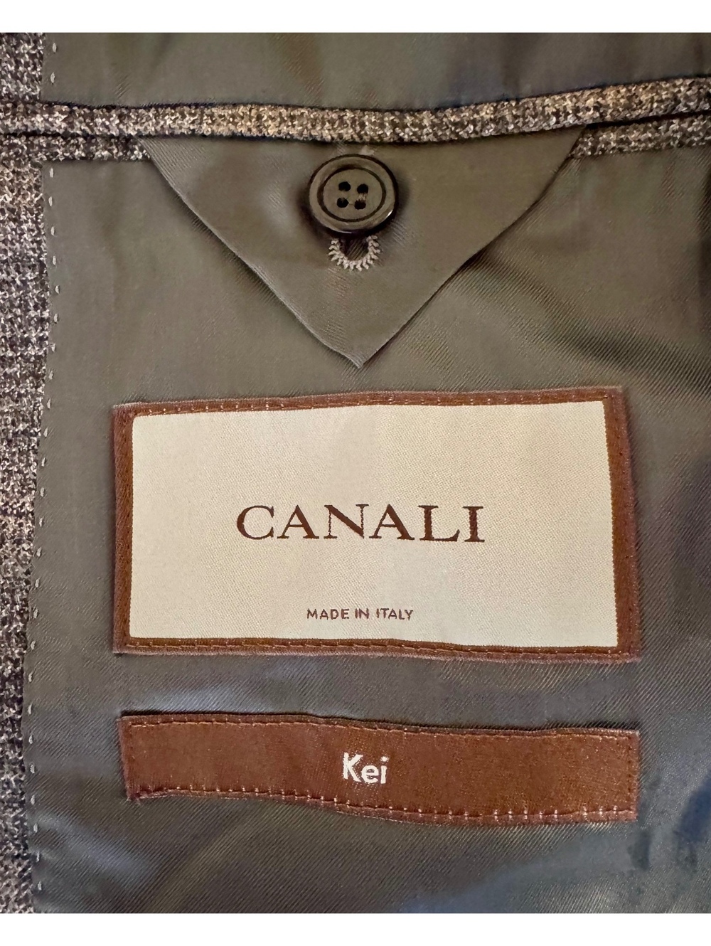 Canali Kei sport coat of tan and grey glen plaid US size 44 - Picture 2 of 9